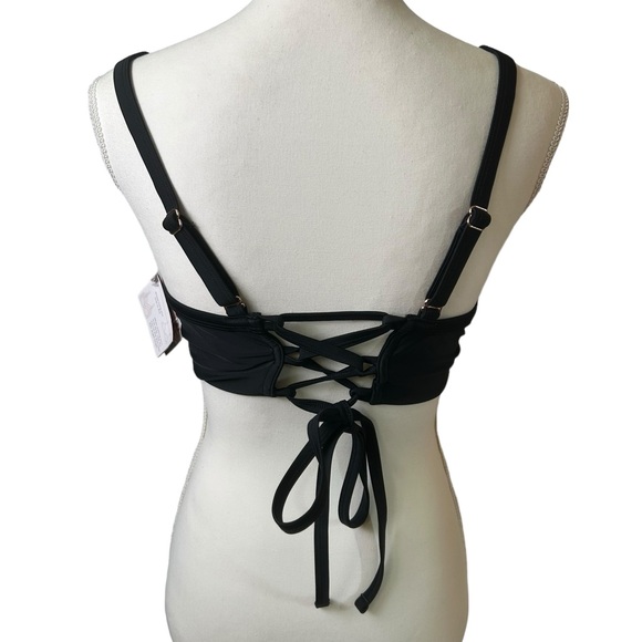 SMART & SEXY women’s black lace up back underwire bikini swim top size XL NWT - Picture 3 of 5